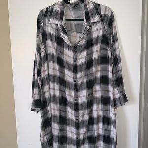 Flannel Button Down Shirt-Dress